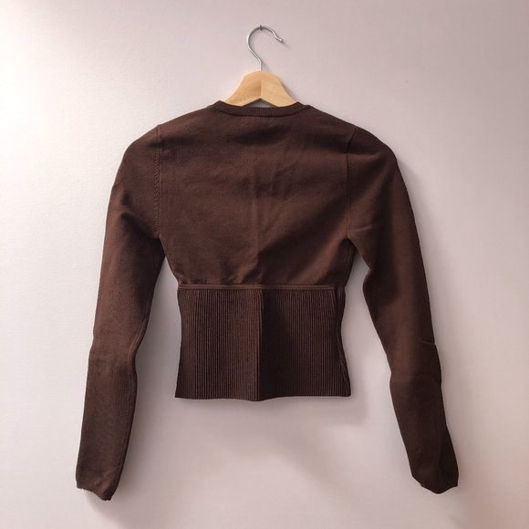 Aritzia Babaton mocha longsleeve rib-knit corset top (S) - Picture 2 of 4